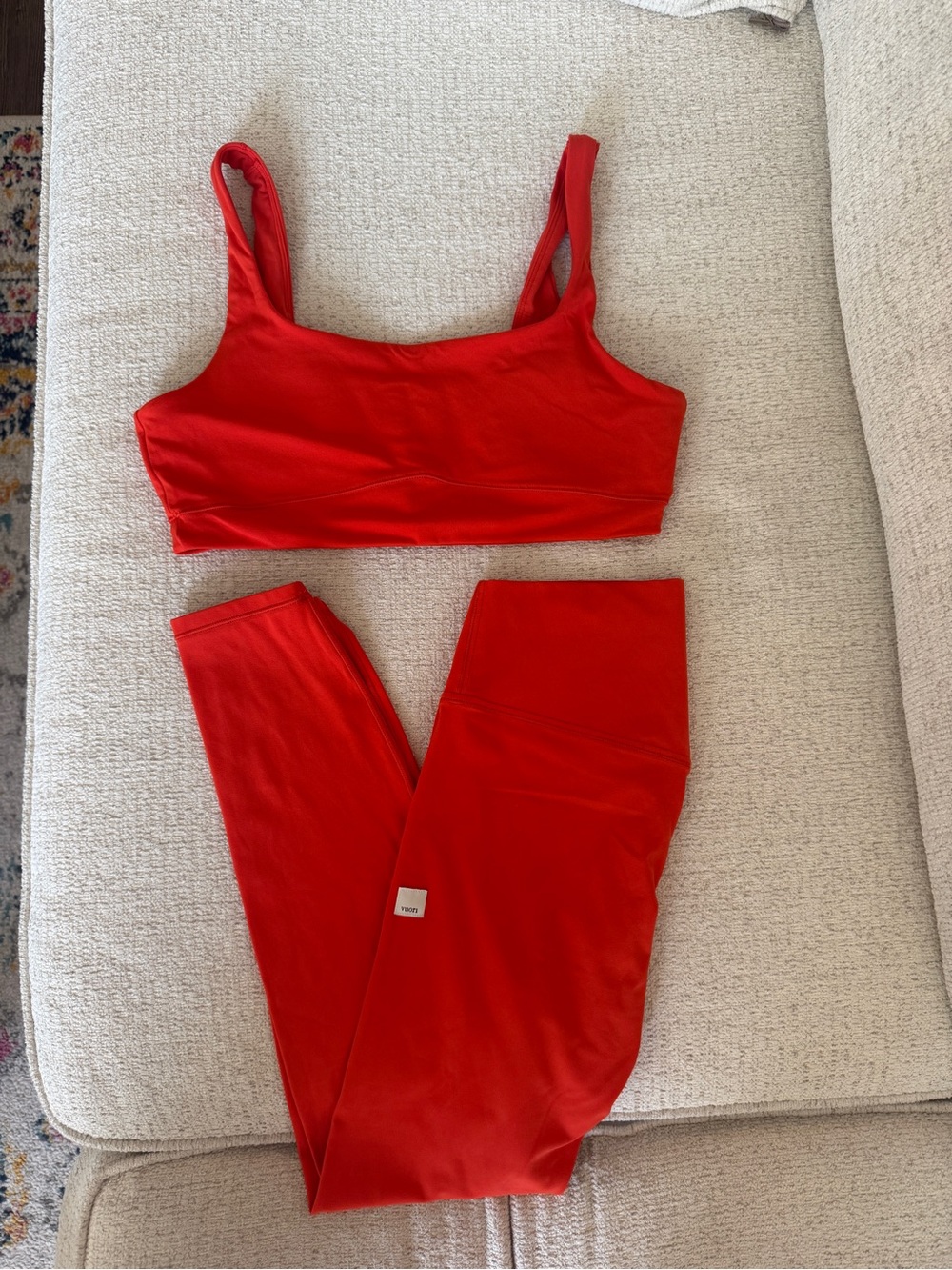 Vuori Red Seamless Sports Bra and Leggings Set